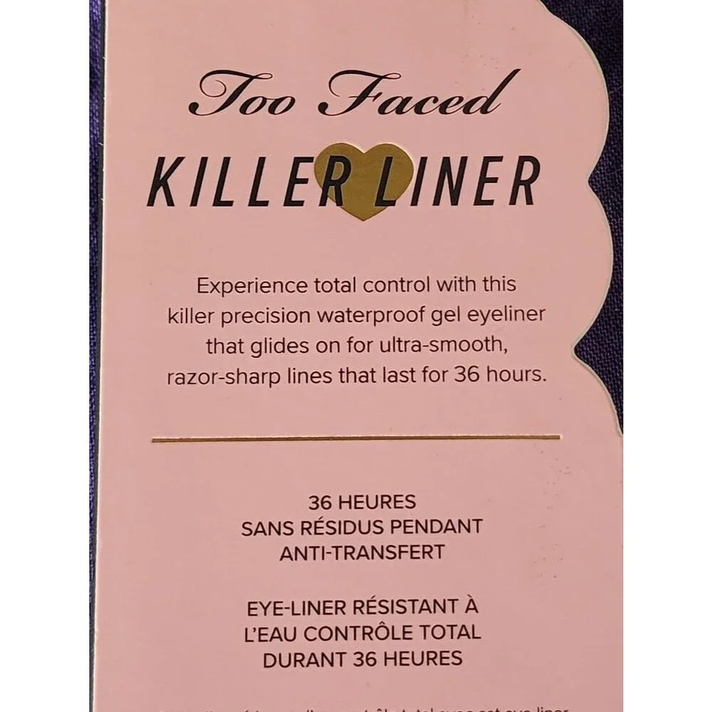 Too Faced Killer Liner 36HR Waterproof Total Control Gel Eye Pencil Color Black